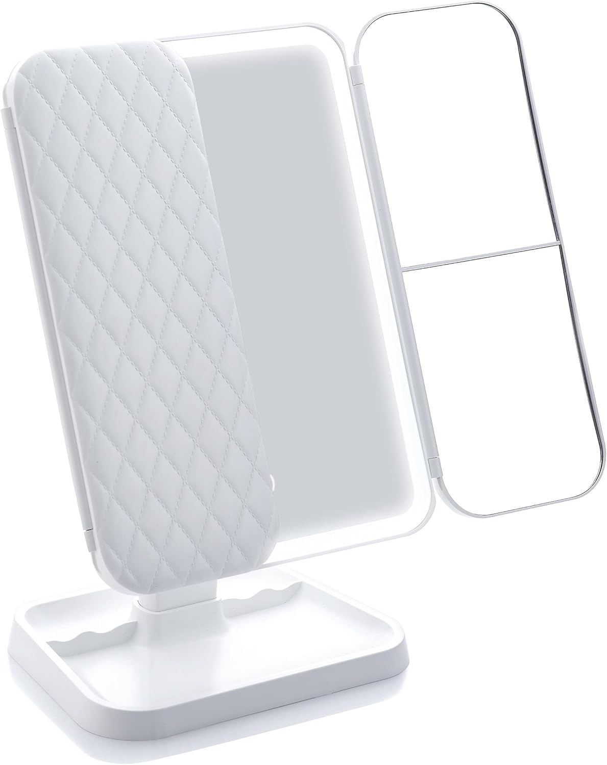 LED Lighted Trifold Makeup Mirror – Portable Tabletop Vanity Mirror with Adjustable Brightness
