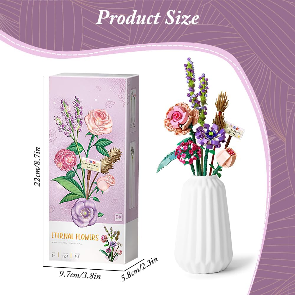 DIY Flower Bouquet Building Block Set – 547-Piece Botanical Collection for Adults