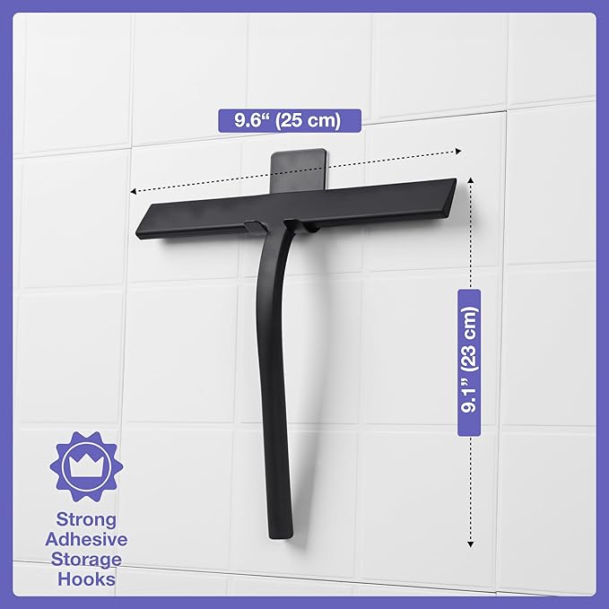 Stainless Steel Shower Squeegee for Glass Doors – 10-Inch All-Purpose Window, Mirror & Car Squeegee