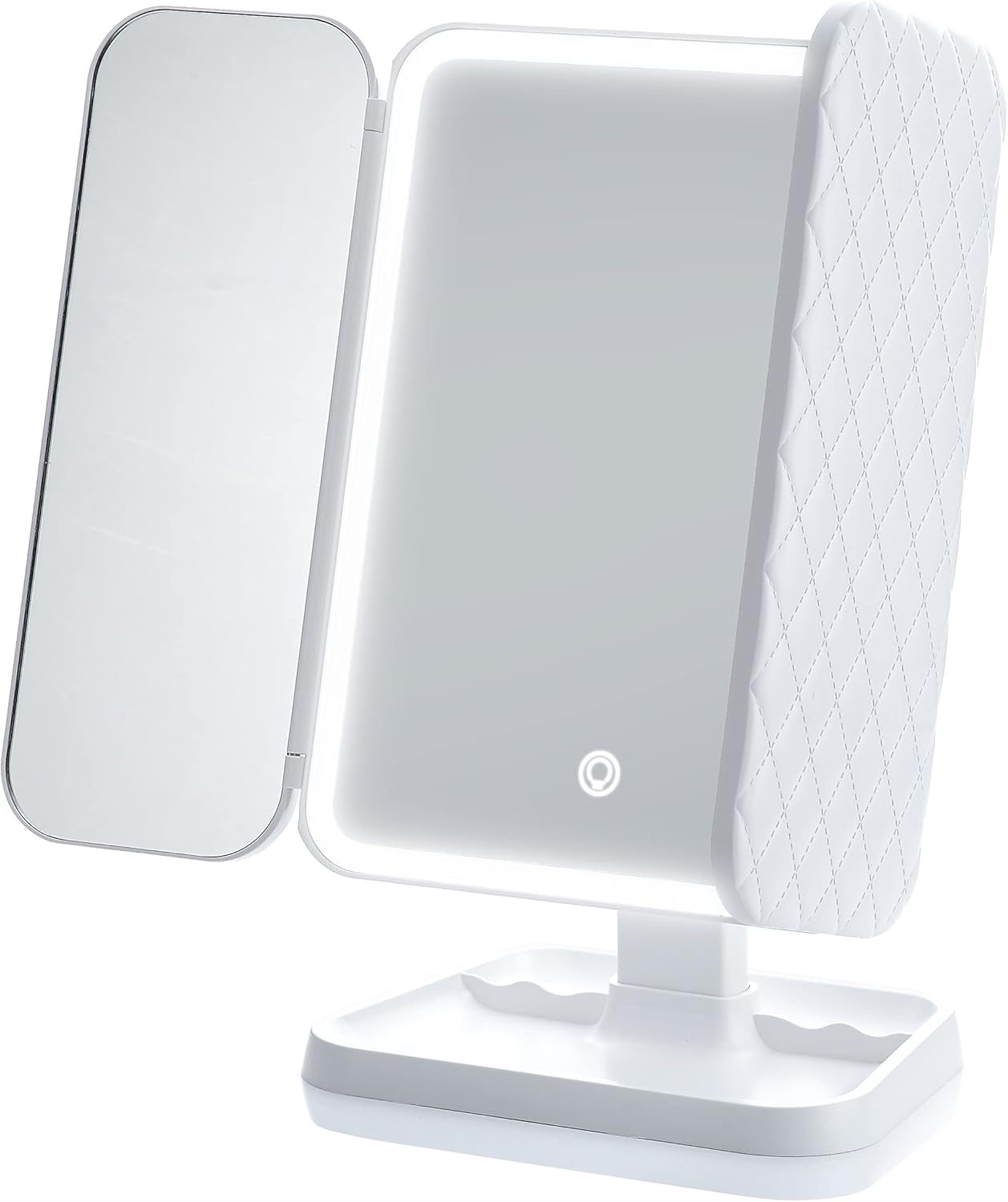LED Lighted Trifold Makeup Mirror – Portable Tabletop Vanity Mirror with Adjustable Brightness