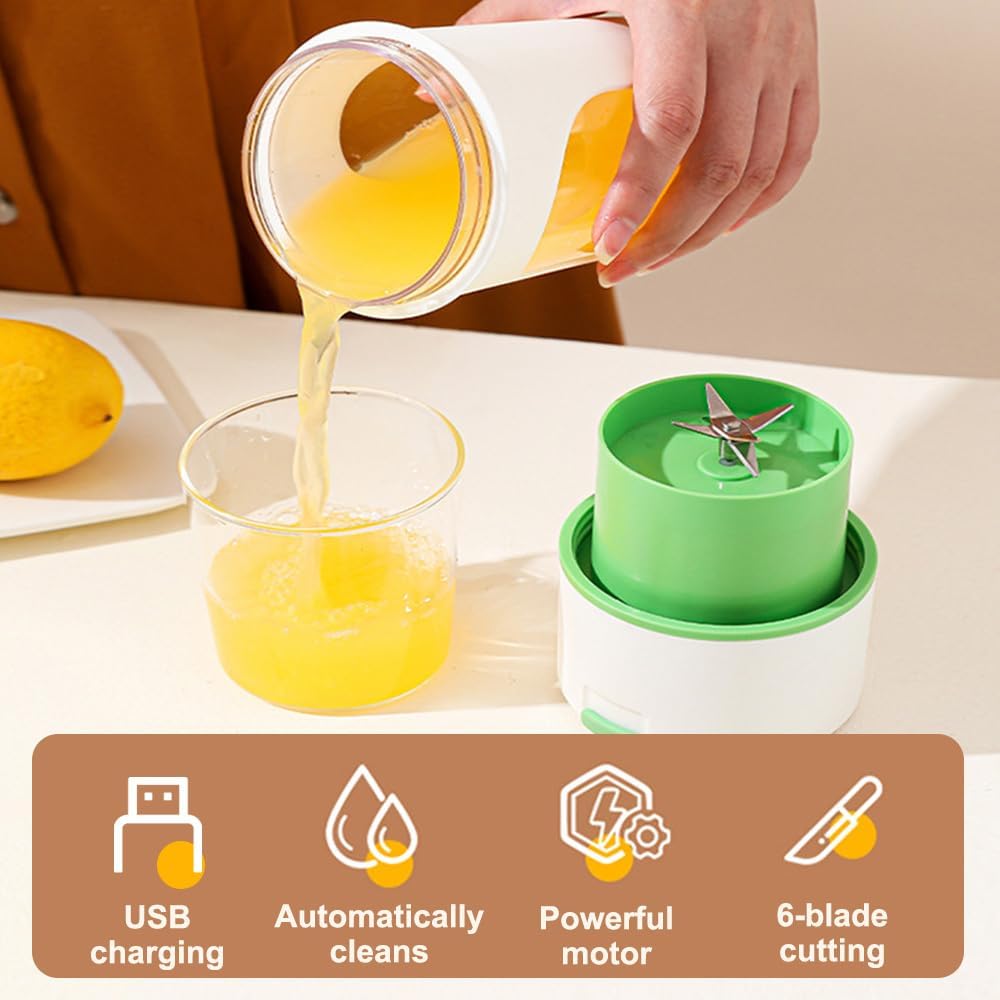 Open Circle Personal Blender, 480ml Cordless Small Blenders with Surround 6-Blade Leakproof