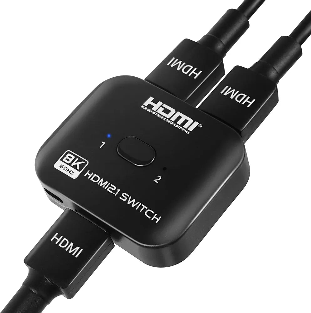 8K Bi-Directional HDMI Switcher – 2 in 1 Out / 1 in 2 Out HDMI Splitter with 48Gbps Bandwidth