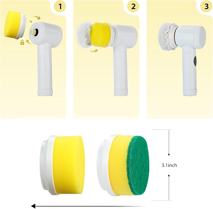 Replacement Brush Heads for Electric Spin Scrubber – 5 Pack Multi-Purpose Cleaning Heads