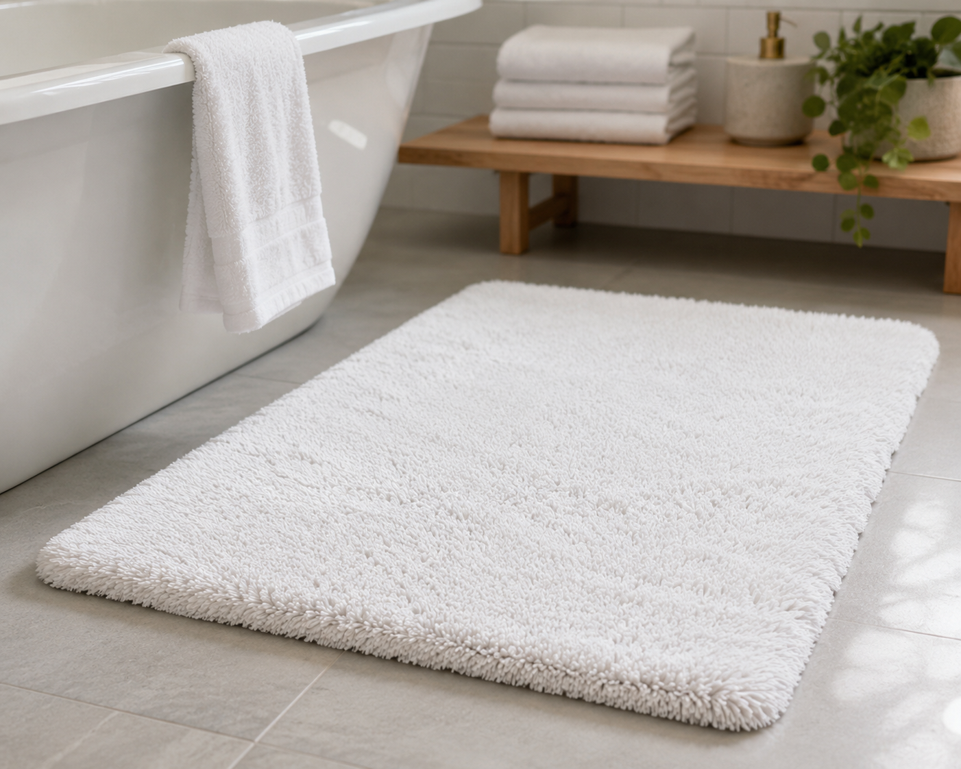 Luxury Quick Dry Bath Mat 50x80cm  – white