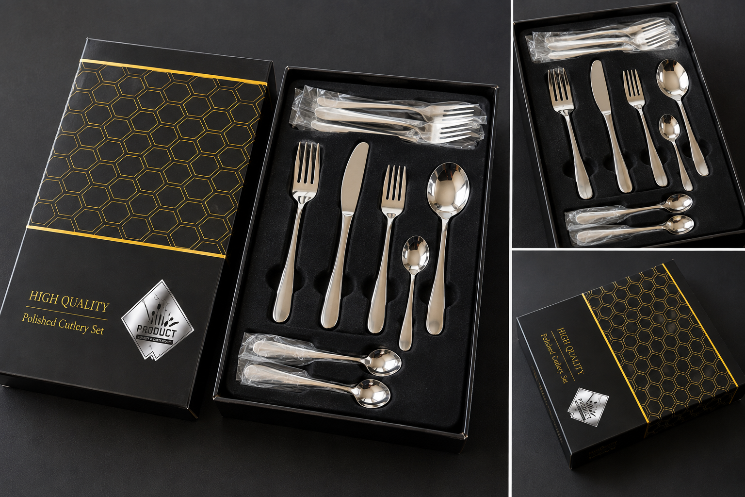 24 Piece High Quality Polished Cutlery Set – Stainless Steel