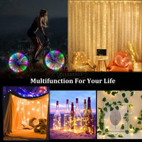 Bike Wheel Light, IP65 Waterproof, 3 Lighting Modes, Easy to Install