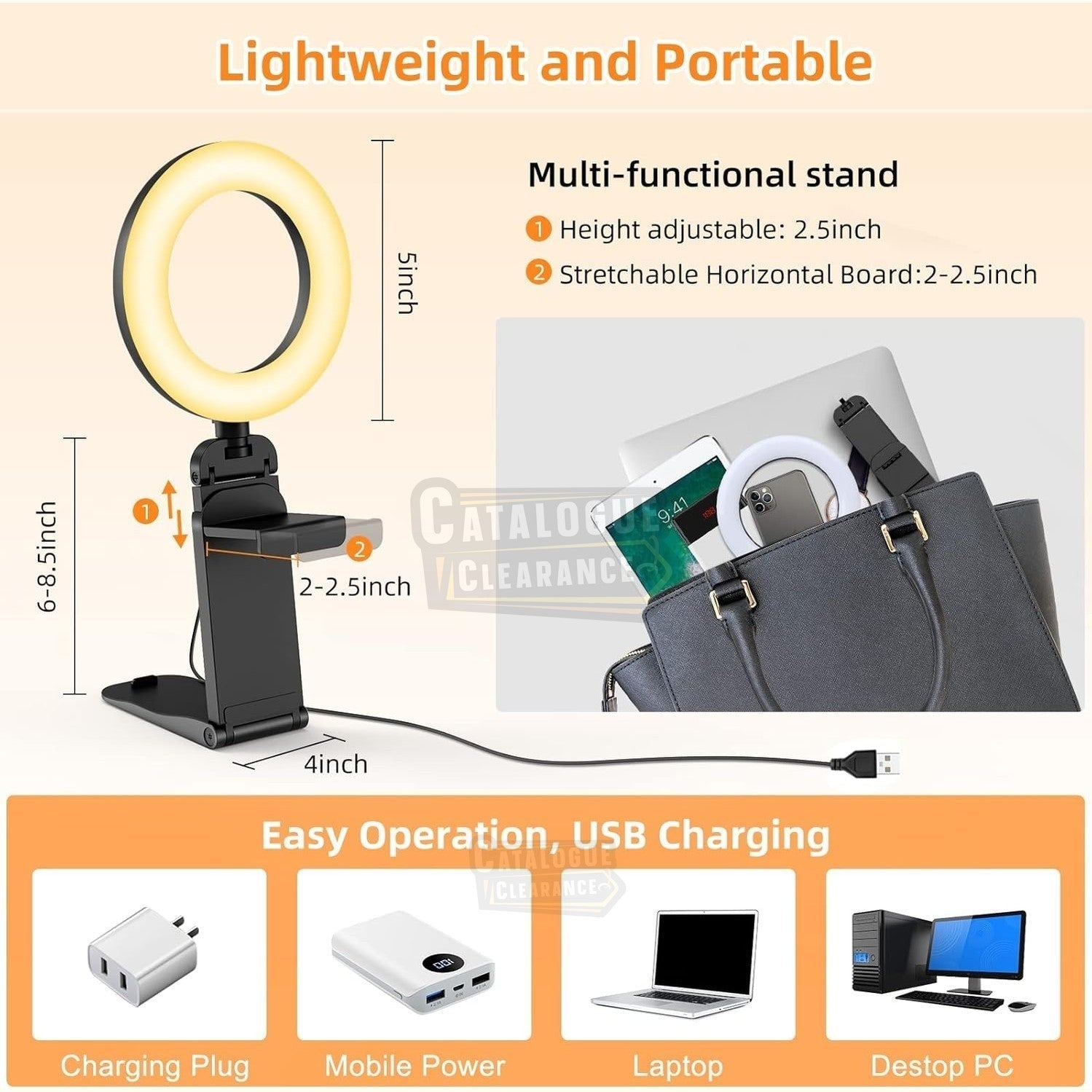 Evershop 5" Selfie Ring Light with Stand & Phone Holder, 2 Pack for Video Calls