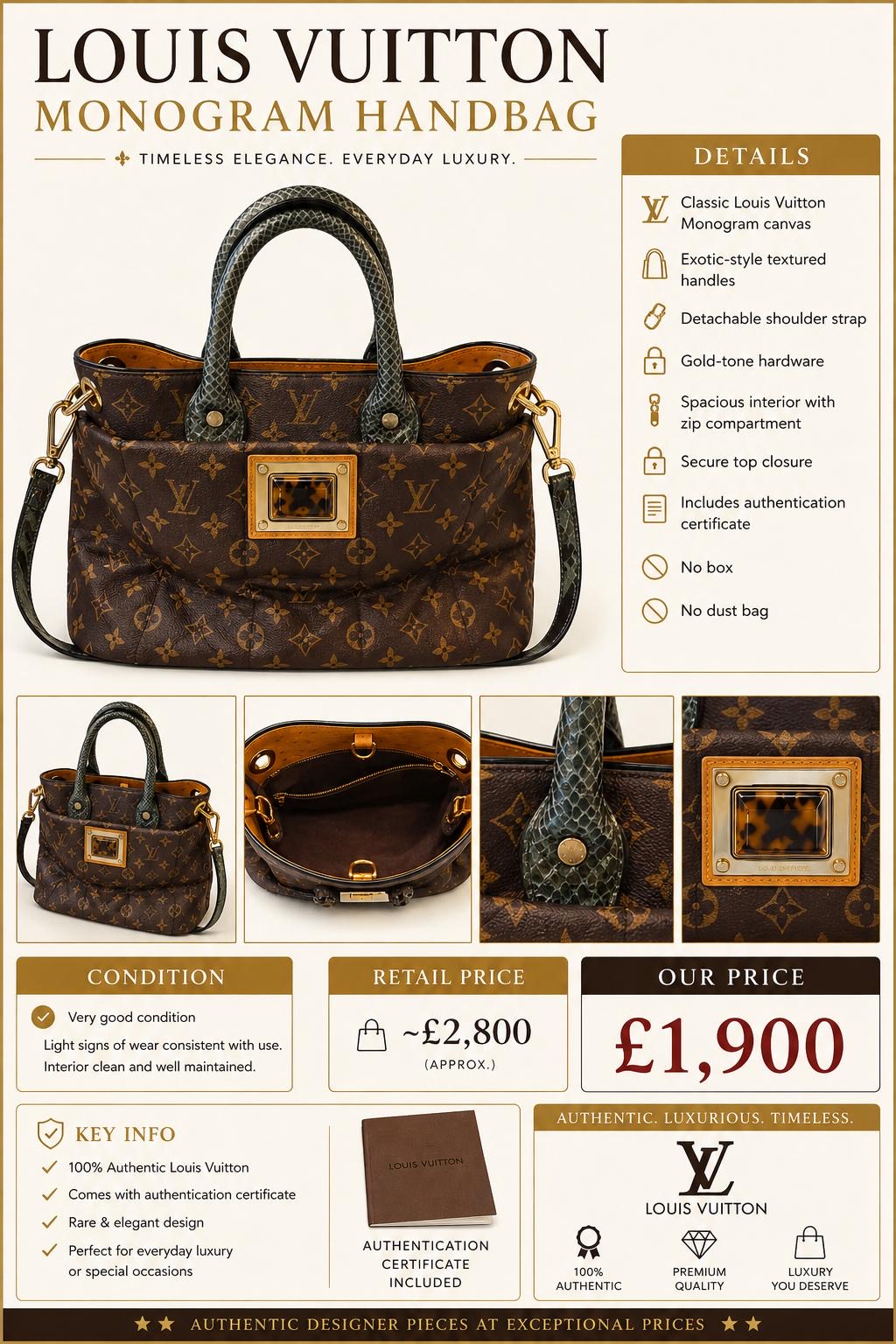 LOUIS VUITTON MONOGRAM HANDBAG – AUTHENTIC - PRELOVED