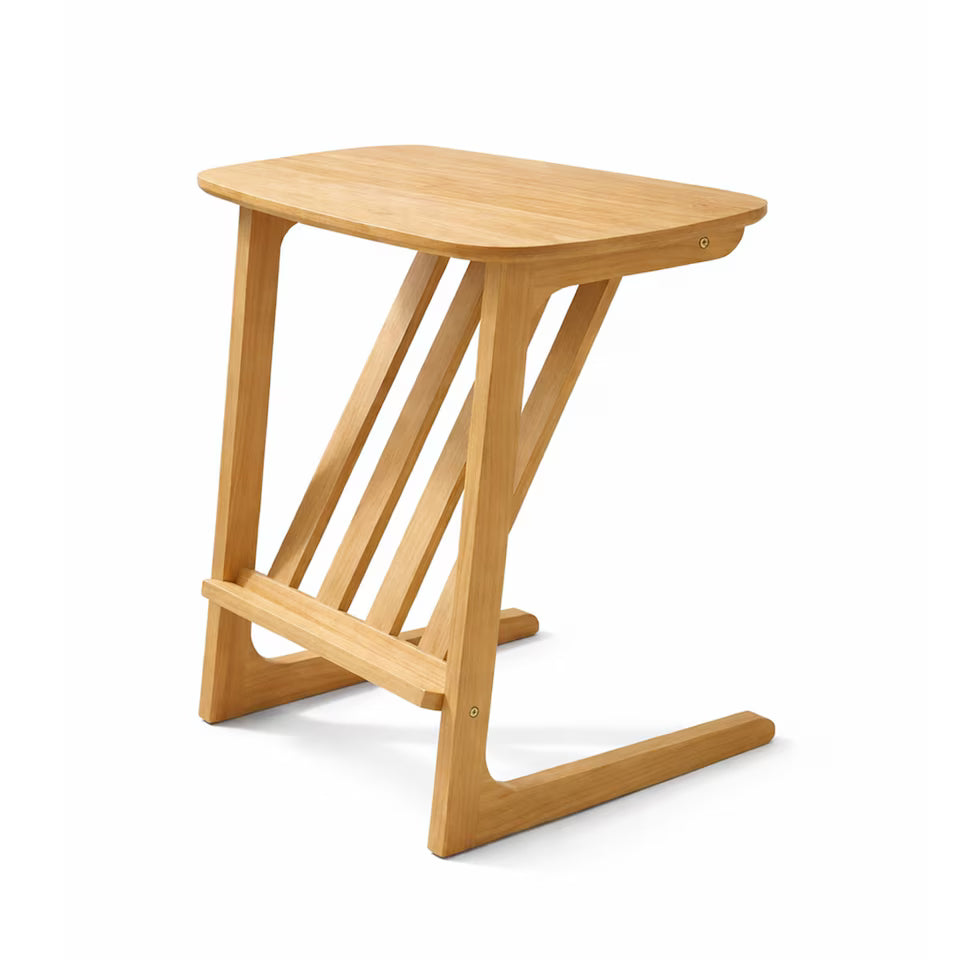 Greenhurst C-Shaped Coffee Table with Magazine Rack – Wooden Sofa Side Table