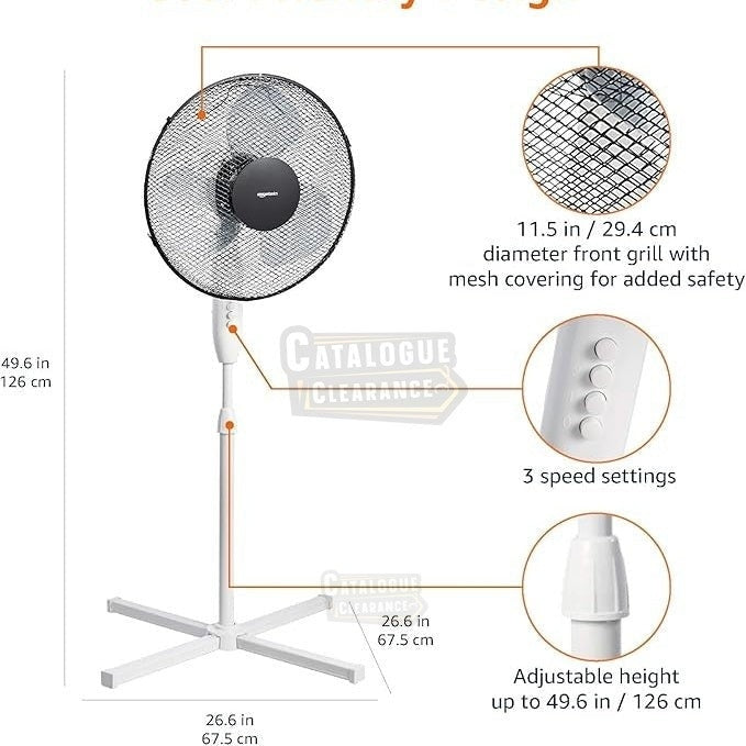 Amazon Basics 3-Speed Oscillating Pedestal Floor Fan with Tiltable Head