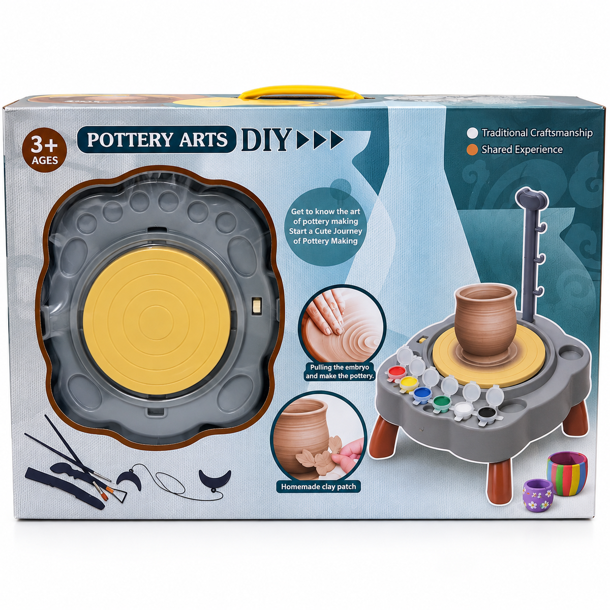 Kids DIY Pottery Wheel Arts & Crafts Set – Create, Shape & Paint Your Own Pottery