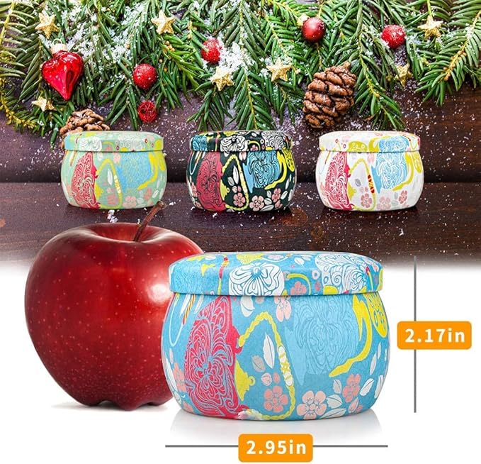 Floral Scented Candle Gift Set – 4 Decorative Tin Candles with Gift Box