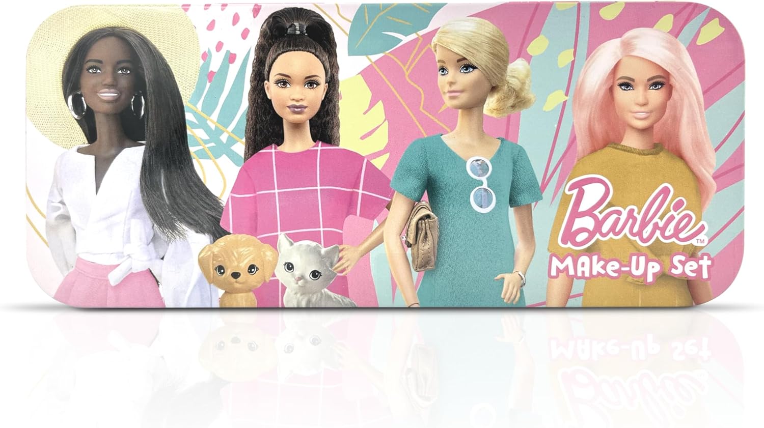 Barbie Kids Makeup Set Keepsake Tin – 10 Piece Makeup Kit with Eyeshadows, Lip Balms & Applicators