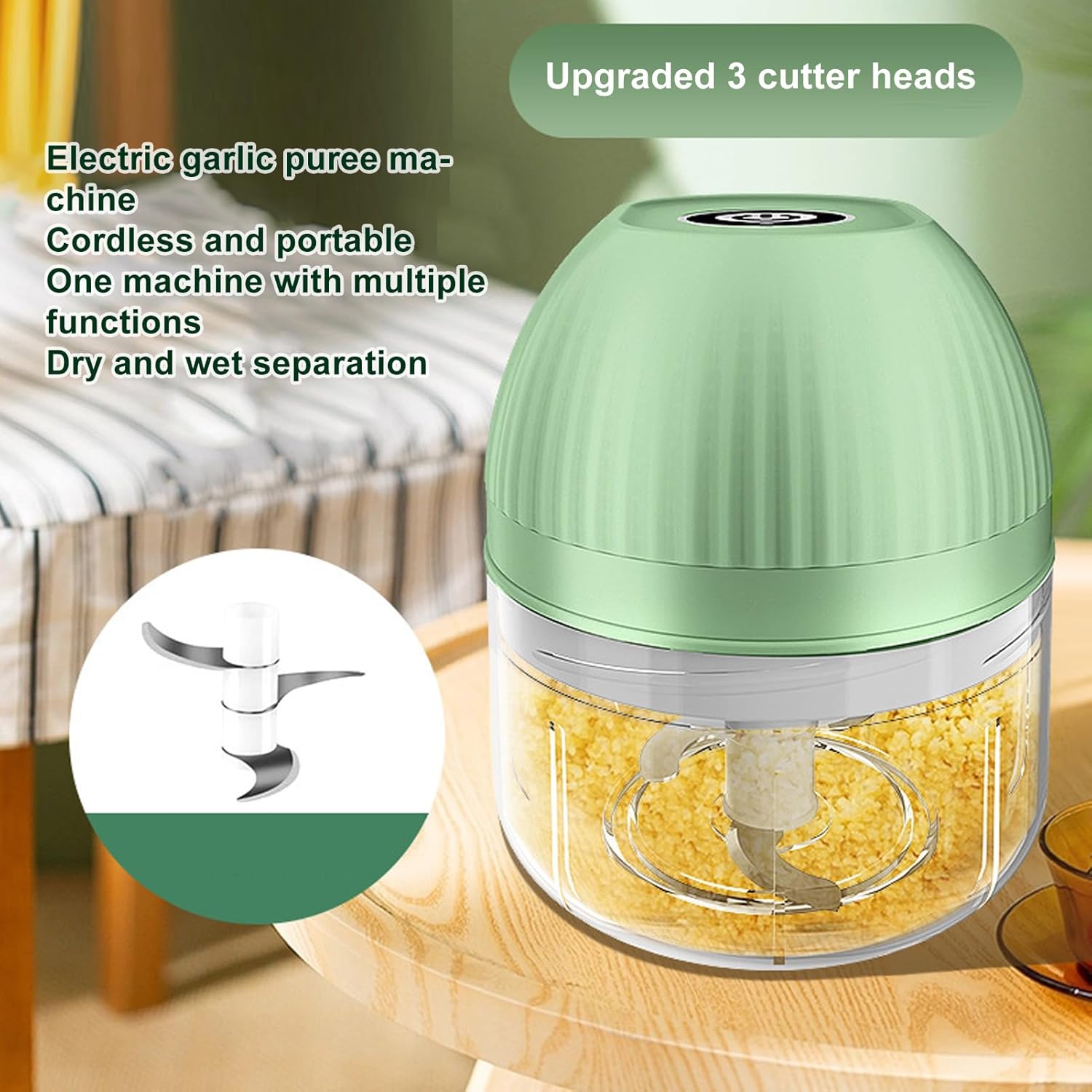 Electric Mini Garlic Chopper 100ml – Cordless Portable Vegetable & Onion Mincer