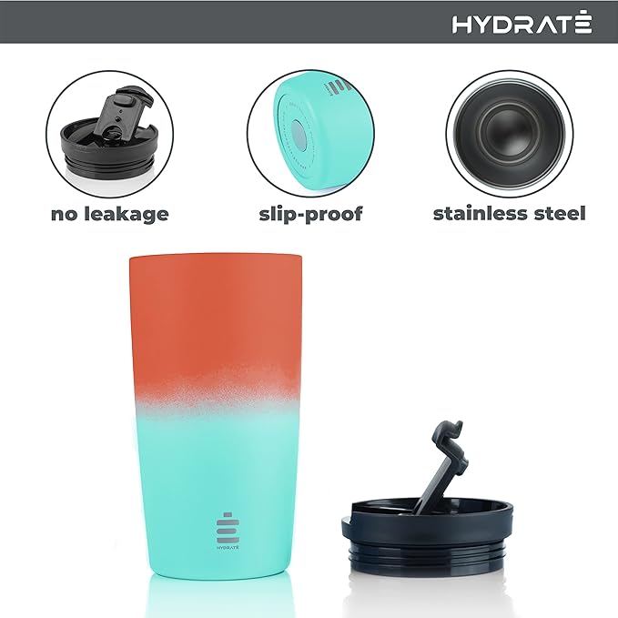 HYDRATE 500ml Insulated Travel Mug – Leak-Proof, Reusable Coffee Cup for Hot & Cold Drinks, Stainless Steel, Easy-Clean
