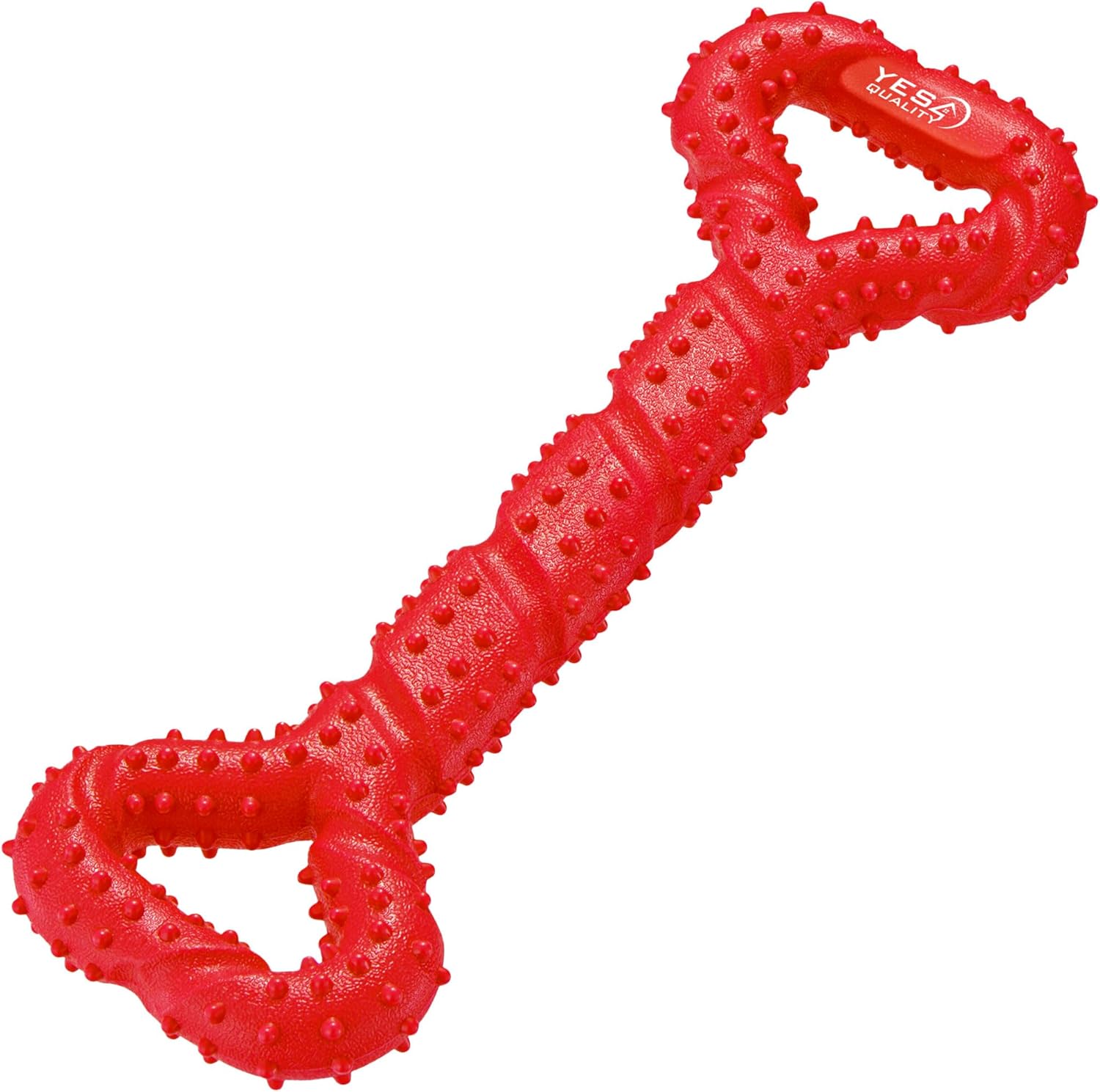 DOG CHEW TOY (RED COLOR)- YES4QUALITY Durable Chew Bone for Medium & Large Dogs - 33 cm, Red - Tough Rubber Tug-of-War Bone Pet Toy for Aggressive Chewers - Bumpy Design for Puppy Teething