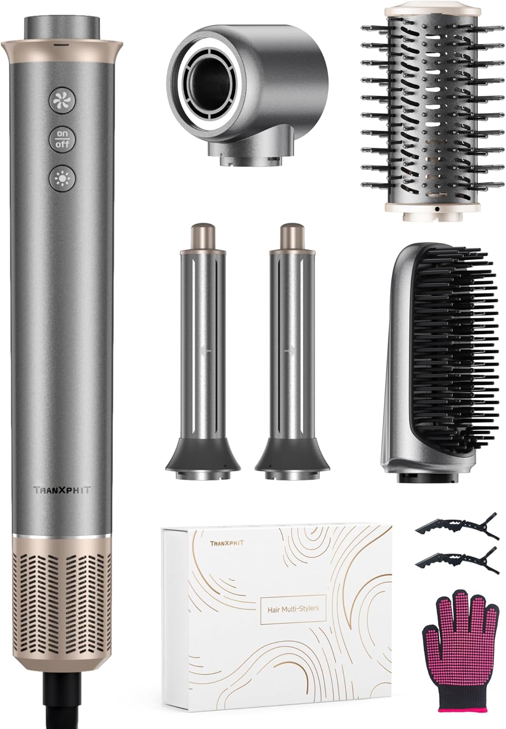 5-in-1 Hot Air Styler Set – Ionic Hair Dryer, Auto Curlers, Volumising & Straightening Brush