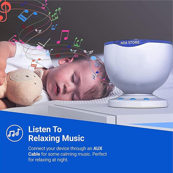 Ocean Wave LED Projector Light with Music – Calming Sensory Night Light for Autism & Relaxation