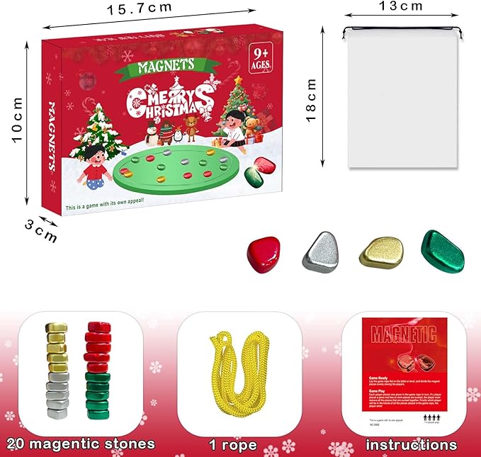 Christmas Magnetic Chess Set – Fun Family Game with 20 Magnets & Travel Bag