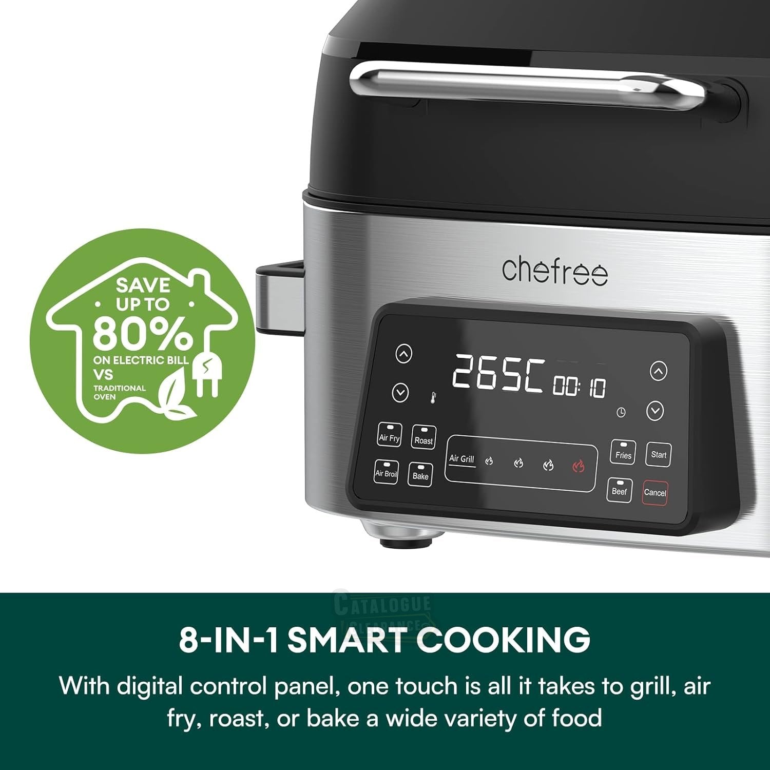 CHEFREE 6L Health Grill & Air Fryer – 6-in-1 XL Smart Multicooker, Smokeless & Oil-Free (AFG01)