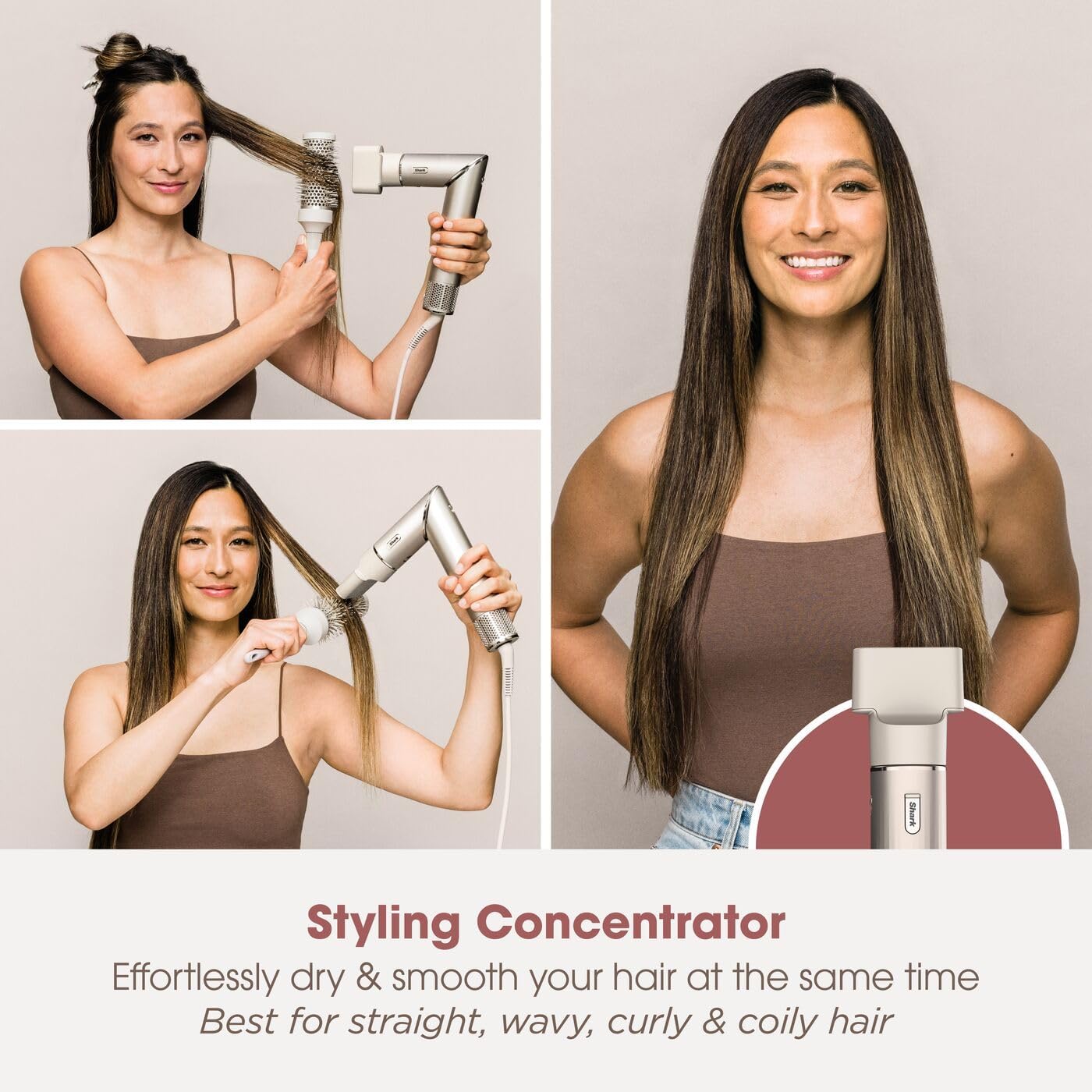 Shark FlexStyle 5-in-1 Air Styler & Hair Dryer with Storage Case - Stone HD446SLUK