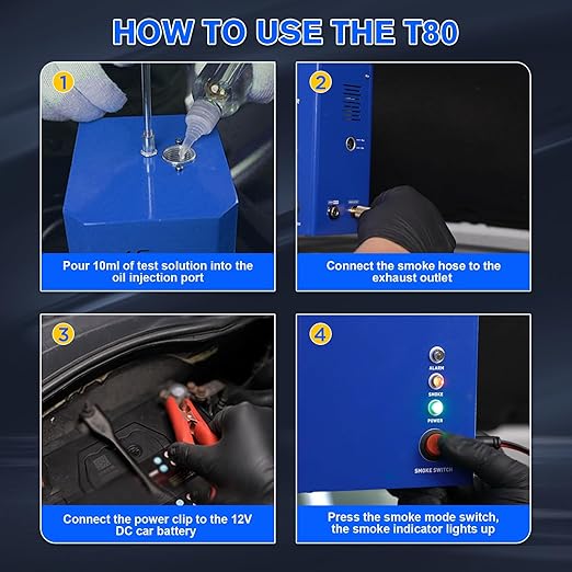 MrCartool T80 Automotive Smoke Leak Detector – EVAP & Vacuum Leak Tester with Air Pump and Accessories