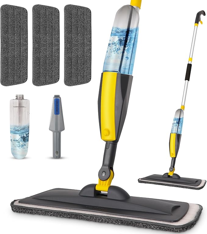 Panda Grip Premium Spray Mop – 360° Rotating Floor Cleaner with Refillable Bottle