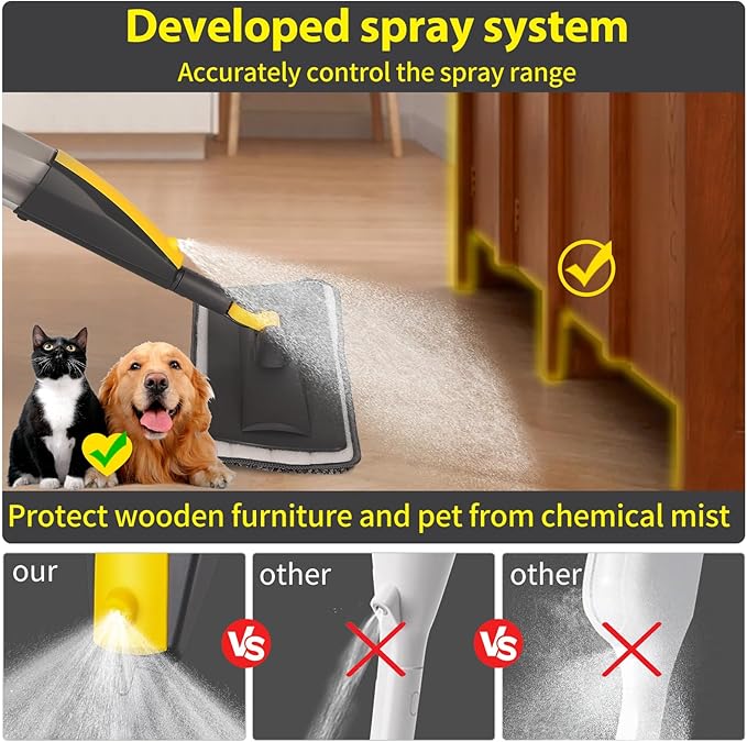 Panda Grip Premium Spray Mop – 360° Rotating Floor Cleaner with Refillable Bottle