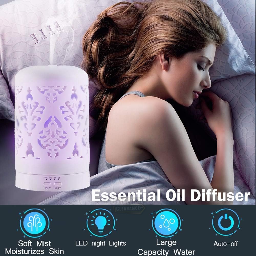 RiteSune Essential Oil Diffuser – White Ceramic Aroma Diffuser