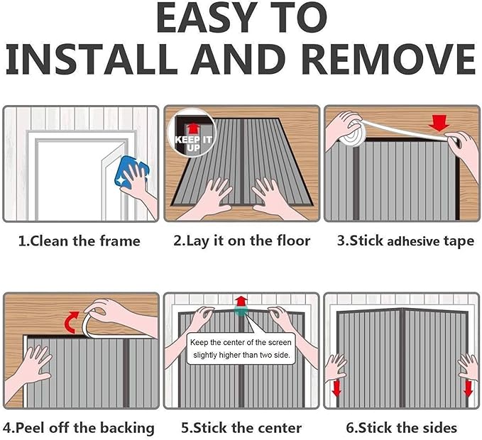 Heavy Duty Magnetic Screen Door – Strong Mesh Fly Curtain with Powerful Magnets (Black & White)