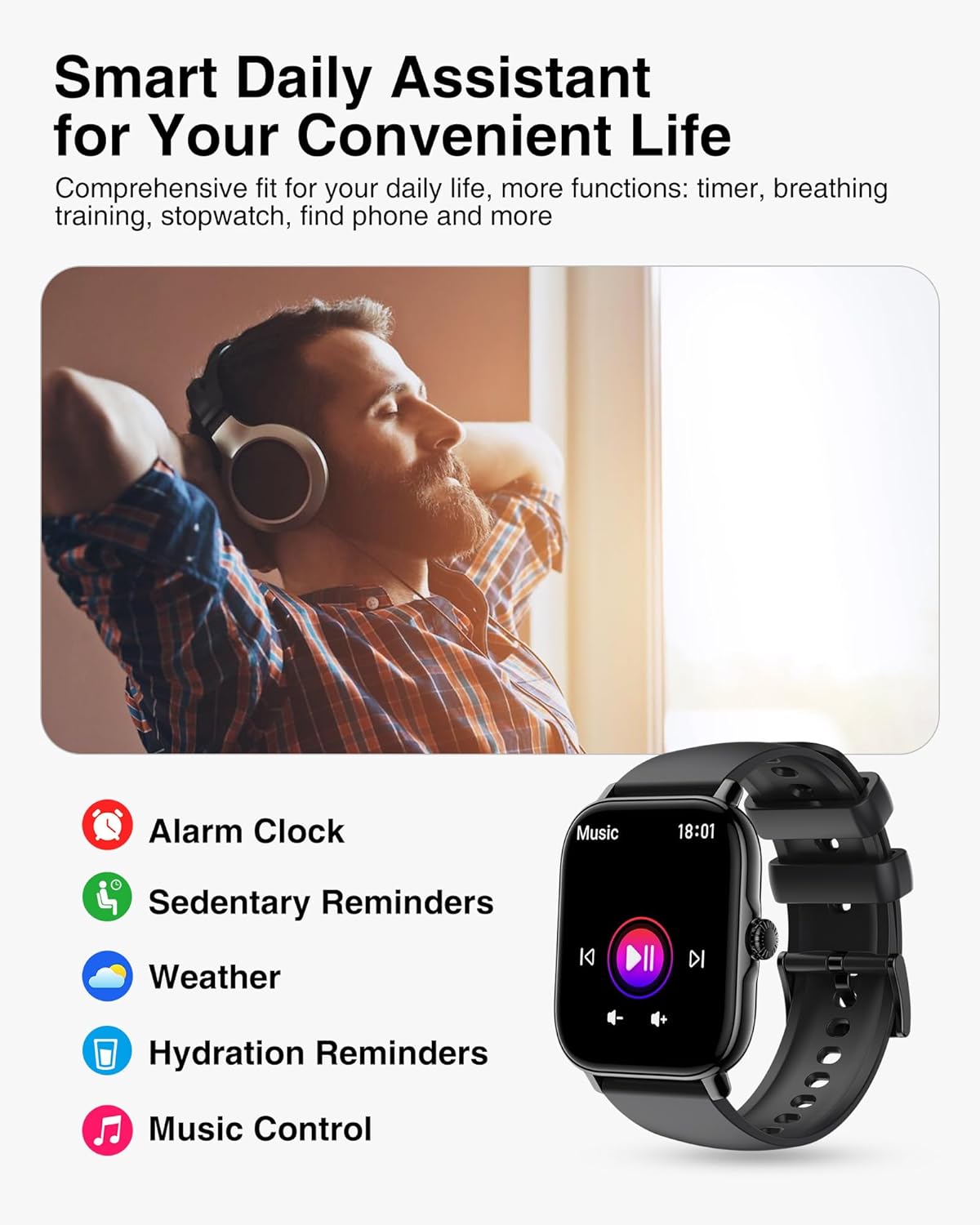 Smart Watch IFMDA – 1.85" Fitness Smartwatch with Calling & Health Tracking