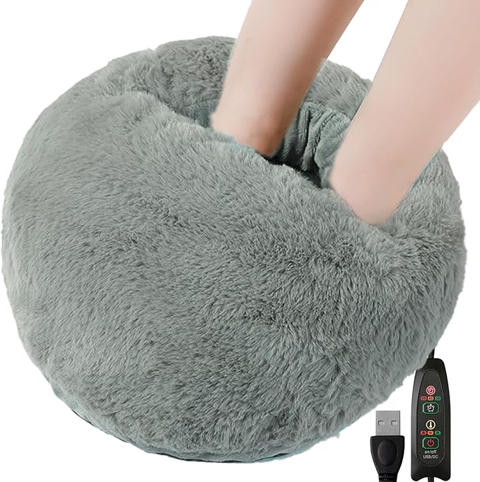 Heated Foot Warmer & Massager – Plush Electric Foot Cushion