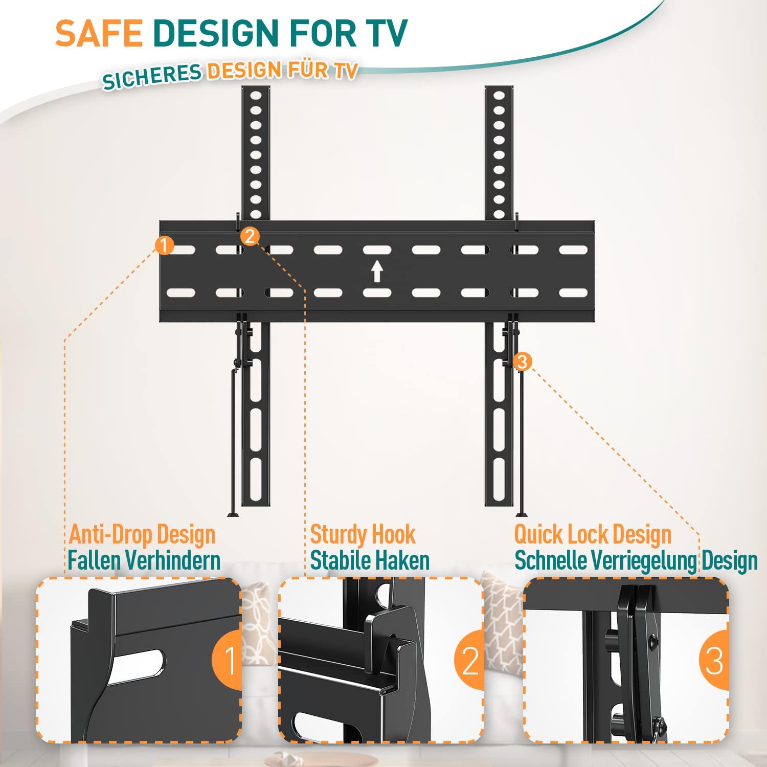 ELIVED Ultra Slim Tilt TV Wall Bracket – Adjustable Mount for 26–60 Inch TVs (Up to 45kg)