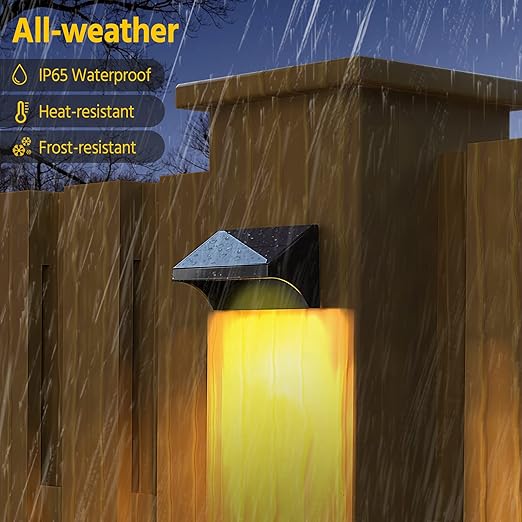 Outdoor Fence Lights, 6 Pack Waterproof LED Solar Fence Lights