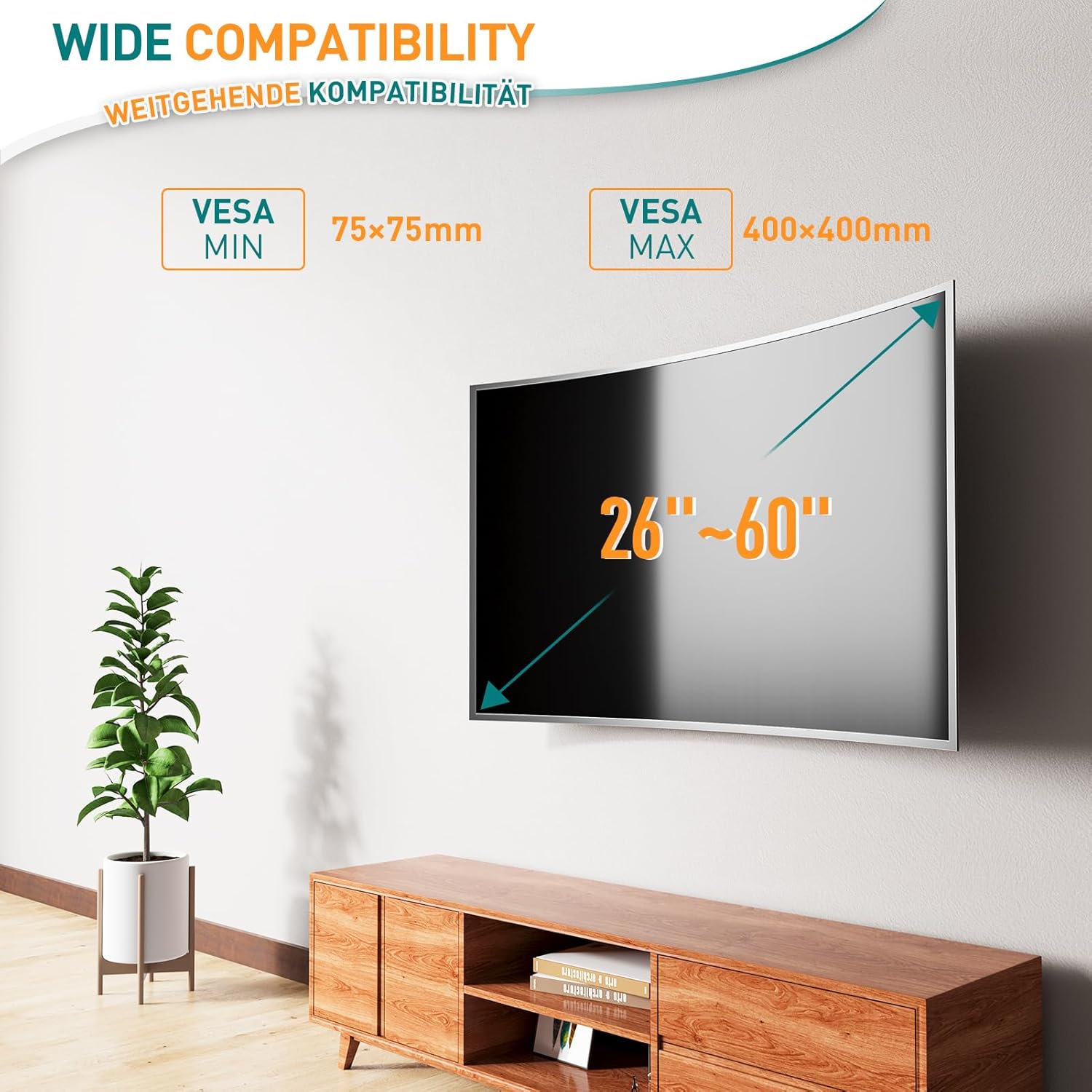 ELIVED Ultra Slim Tilt TV Wall Bracket – Adjustable Mount for 26–60 Inch TVs (Up to 45kg)