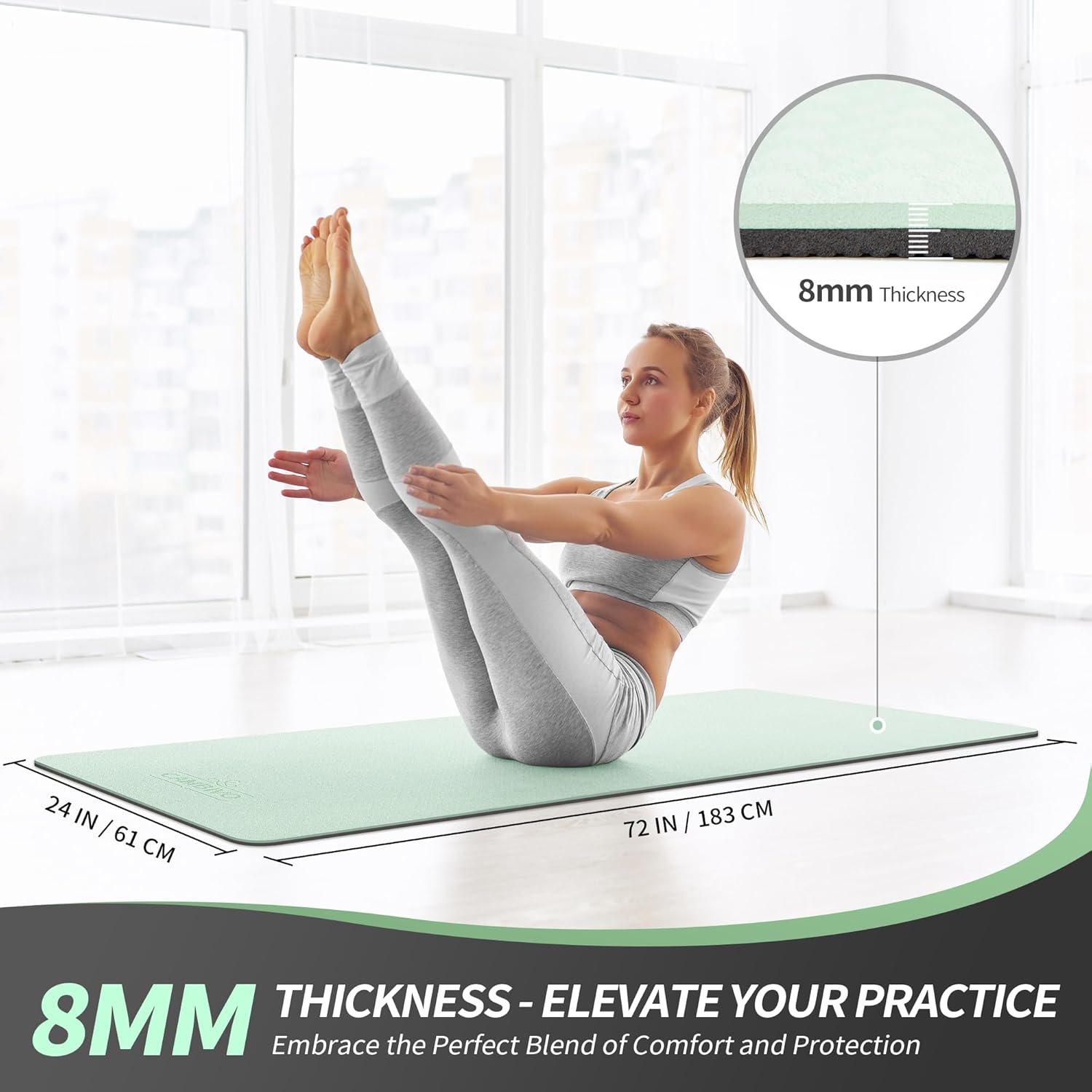 Non-Slip TPE Yoga Mat –  Thick Exercise & Fitness Mat - Assorted Colors