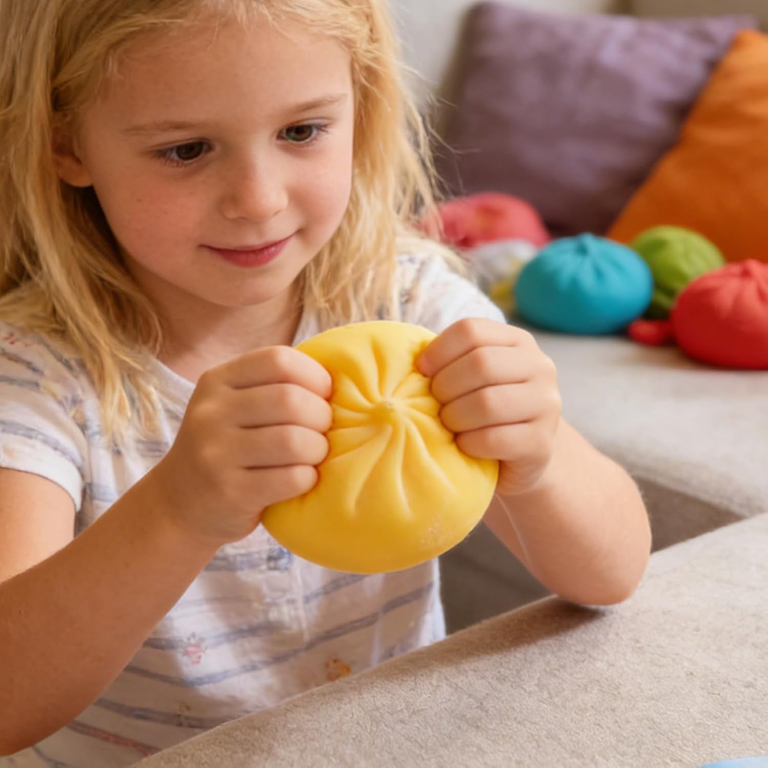 Dumpling Squishy – Soft Squeeze Stress Relief Toy with Steamer Box (Assorted Colours) 1 piece