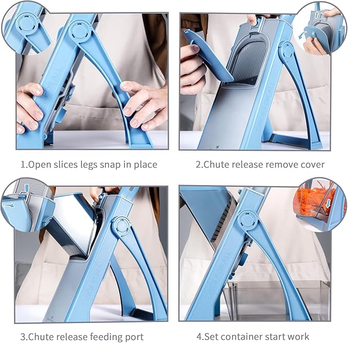 Adjustable Mandoline Slicer – Multi-Functional Vegetable Cutter with Container & Cleaning Brush