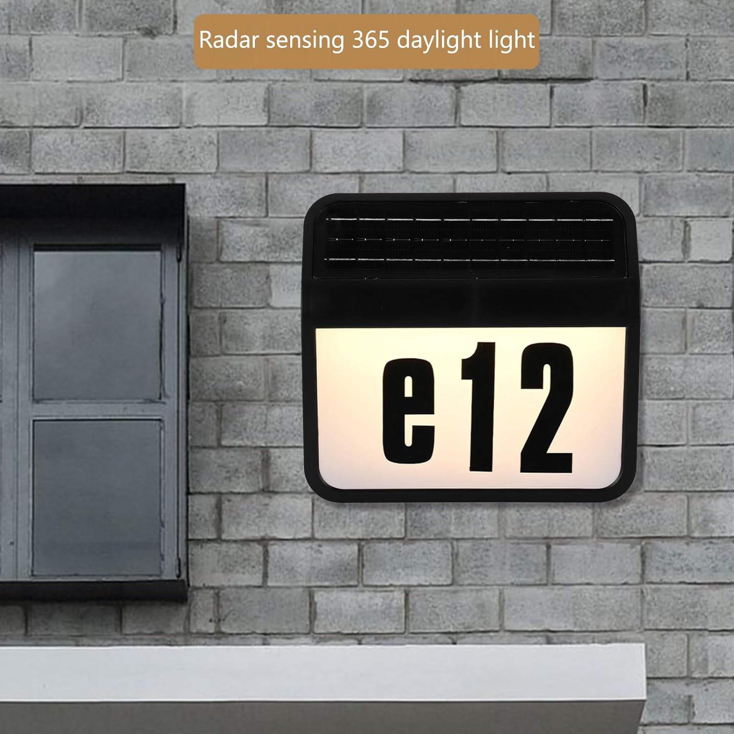 Solar LED House Number Sign – Waterproof Illuminated Doorplate with 61 LEDs