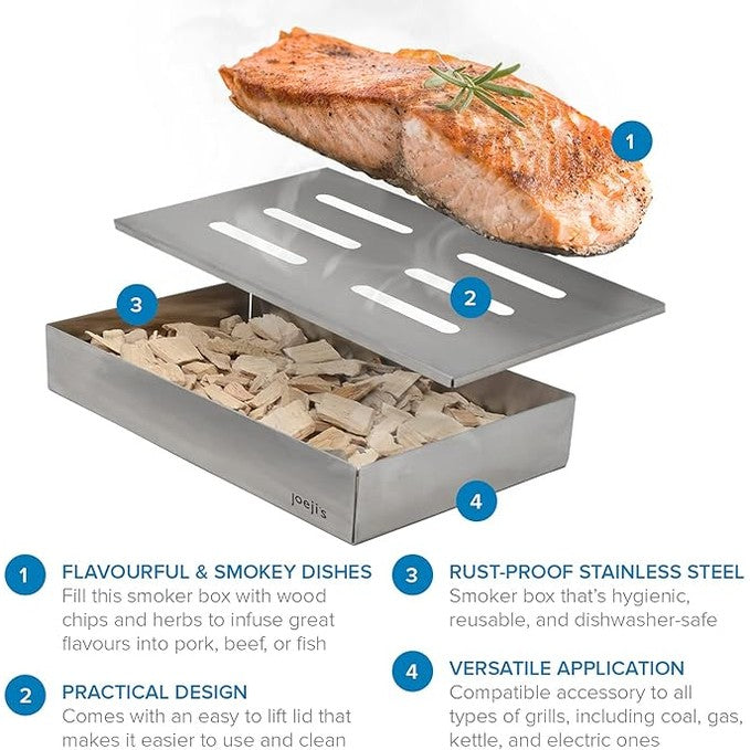 ﻿﻿Joejis Stainless Steel BBQ Smoker Box Portable