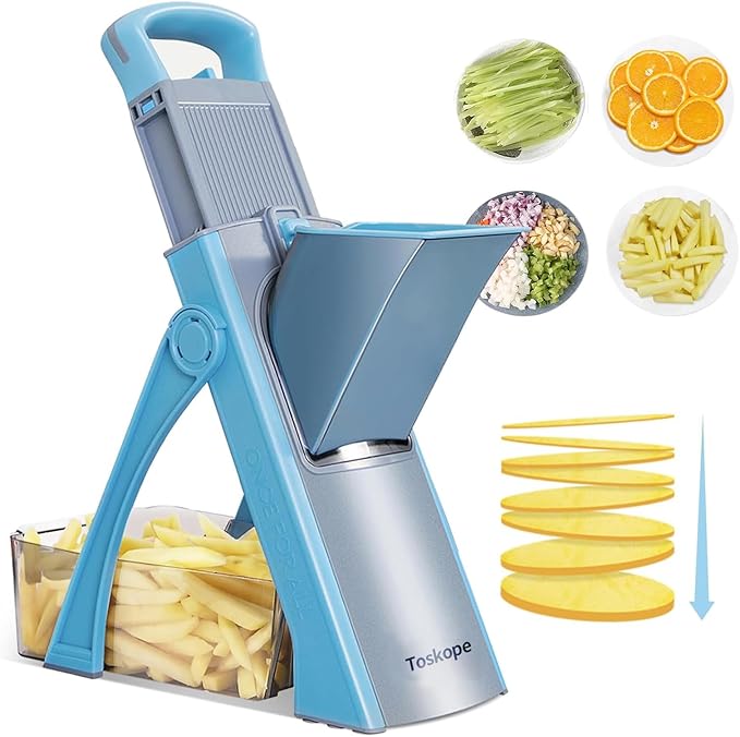 Adjustable Mandoline Slicer – Multi-Functional Vegetable Cutter with Container & Cleaning Brush