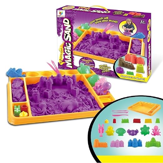 Magic Sand Play Set – Colourful Moulding Sand with Tray & Castle Moulds (3+ Years)