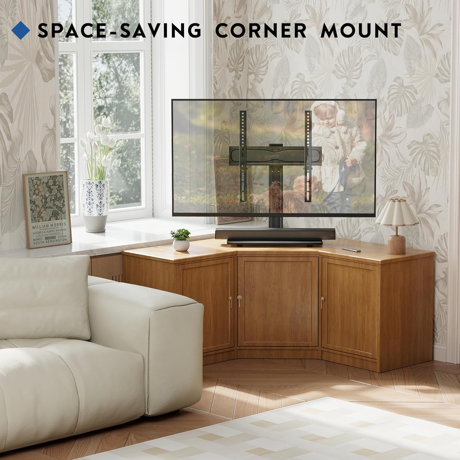 BONTEC Universal TV Stand – Height Adjustable Tabletop TV Mount for 24–60 Inch TVs with Tempered Glass Base - ST09