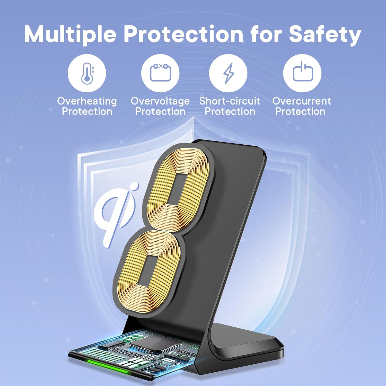 15W Wireless Charging Stand – Fast Qi Wireless Charger Dock for iPhone & Samsung