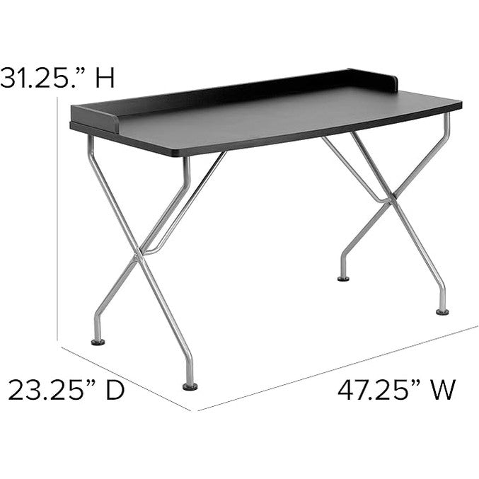 Flash Furniture Black Laminate Computer Desk with Silver Metal Frame – 126 x 65 x 6 cm