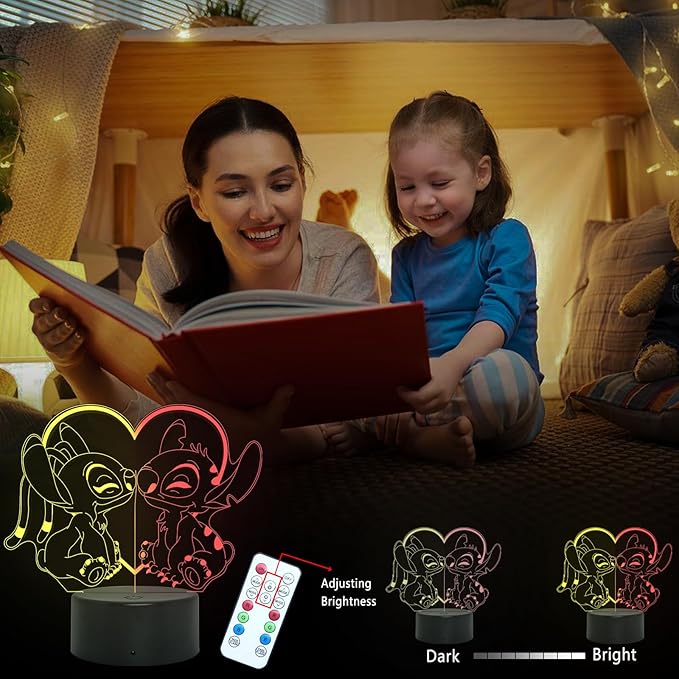3D Stitch LED Night Light – 16 Color Changing Optical Illusion Lamp with Remote & Touch Control