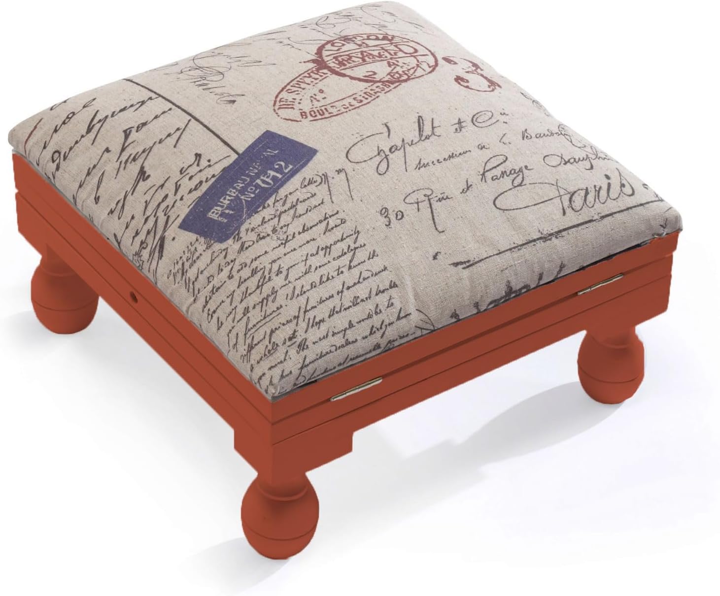 Adjustable 3-Position Footstool – Solid Wood Frame with Padded Top – Traditional Oak Finish - 4494