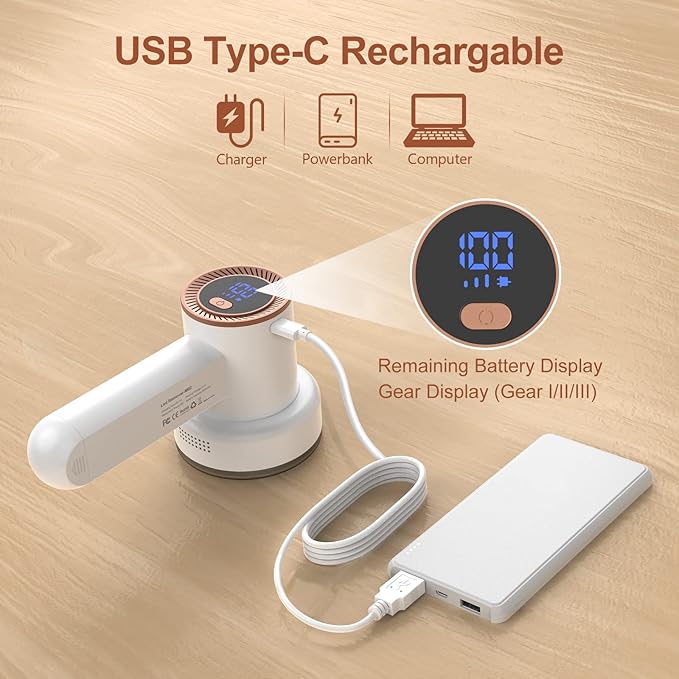Cosicosy Fabric Shaver & Lint Remover – 2-in-1 Bobble Remover with LED Display, Quick & Effective Debobbler for Clothes and Wool(3 Blades Included) M02