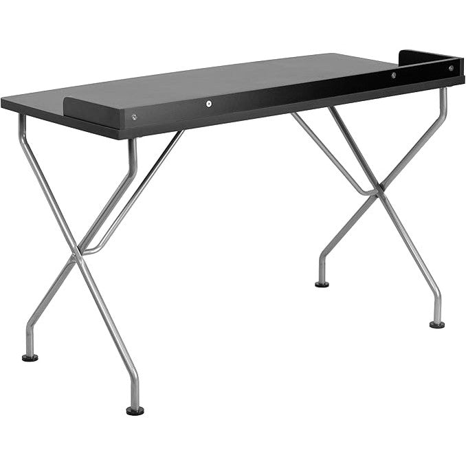 Flash Furniture Black Laminate Computer Desk with Silver Metal Frame – 126 x 65 x 6 cm