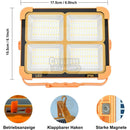 Rechargeable LED Work Light with Solar Panel, 5 Lighting Modes